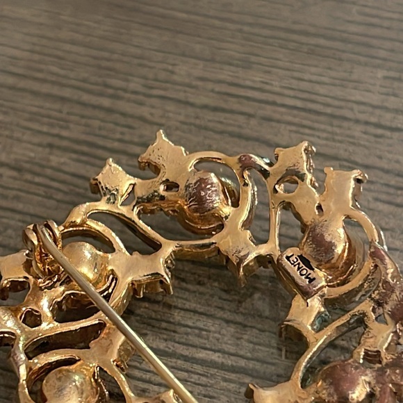 Monet Antique Gold-tone Scroll Pin with Rhinestones - Picture 12 of 16